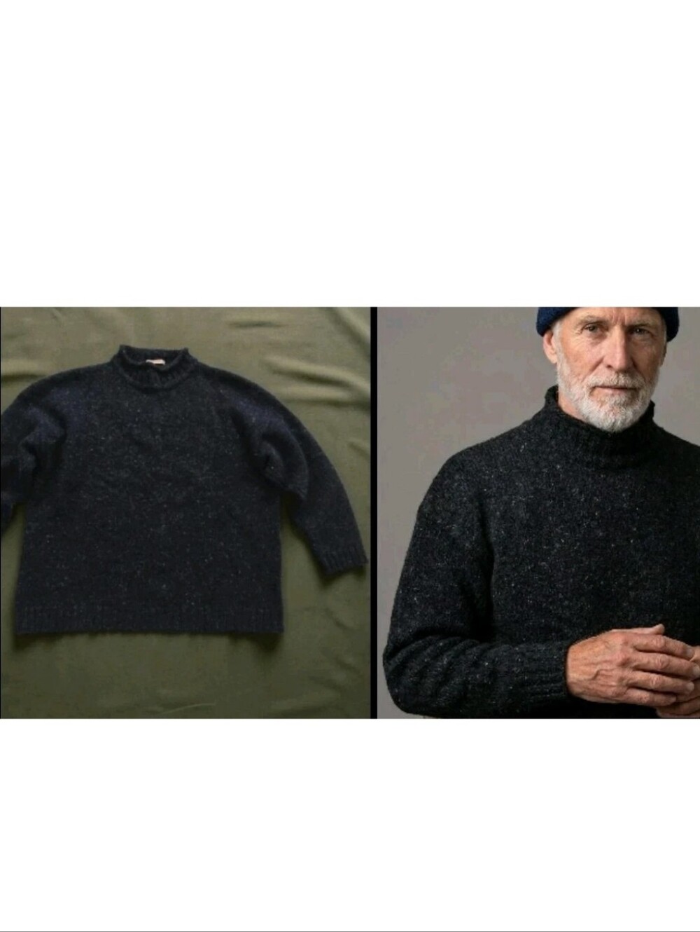 Vtg 80's Abercrombie & Fitch Fisherman Shetland Wool Sweater Black Mock Neck! XL